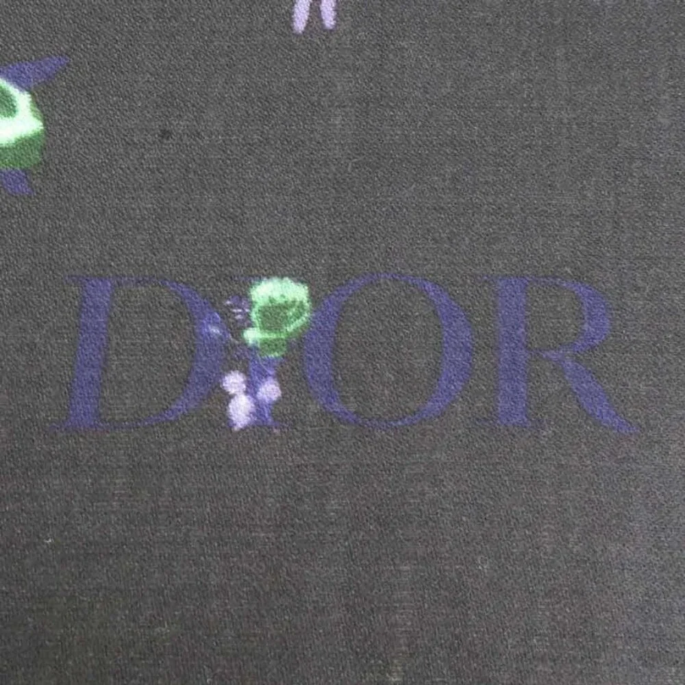 Auth Christian Dior Shawl Scarf Black/Green/Purple Wool